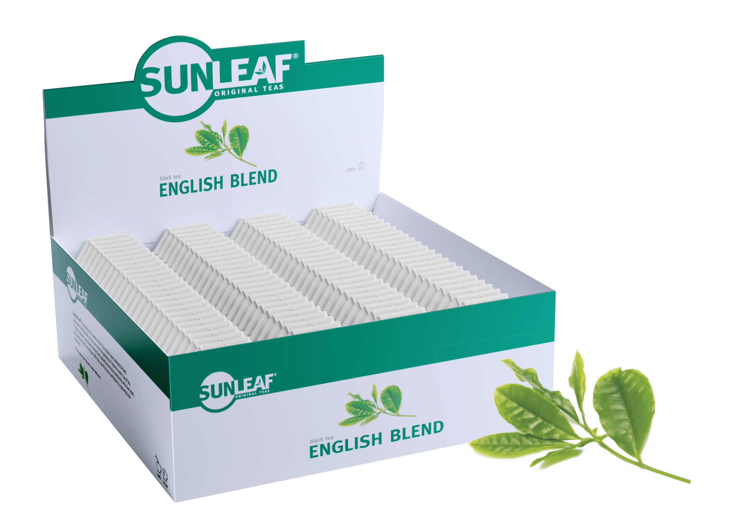 Sunleaf English Blend 100 string & tag theezakjes high value for money voor professioneel gebruik